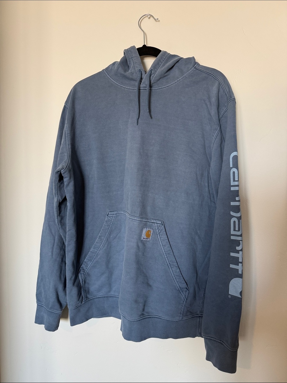 Carhartt Men’s Dusty Blue Logo Sleeve Pullover Hoodie